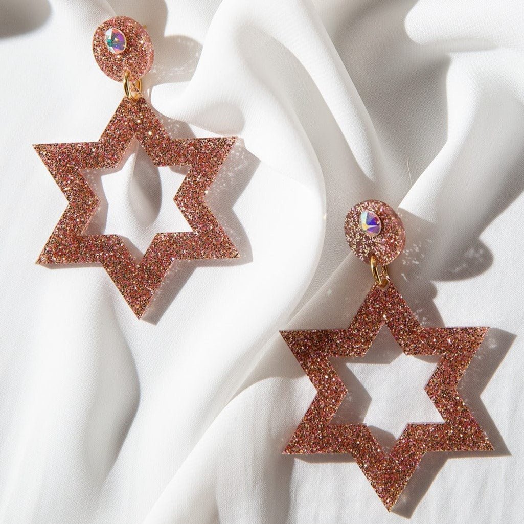 Ariel Tidhar - Ester Magen Statement Earrings - Rose Gold Glitter - ModernTribe