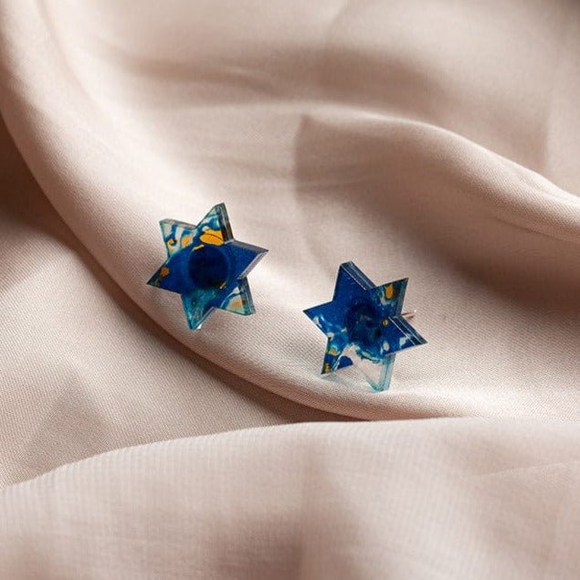 Ariel Tidhar - Blue Marble Retro Magen Studs Earrings - ModernTribe