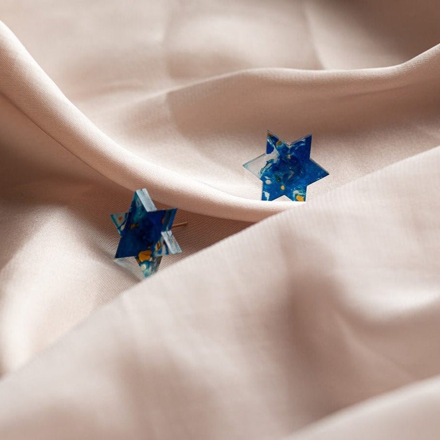 Ariel Tidhar - Blue Marble Retro Magen Studs Earrings - ModernTribe