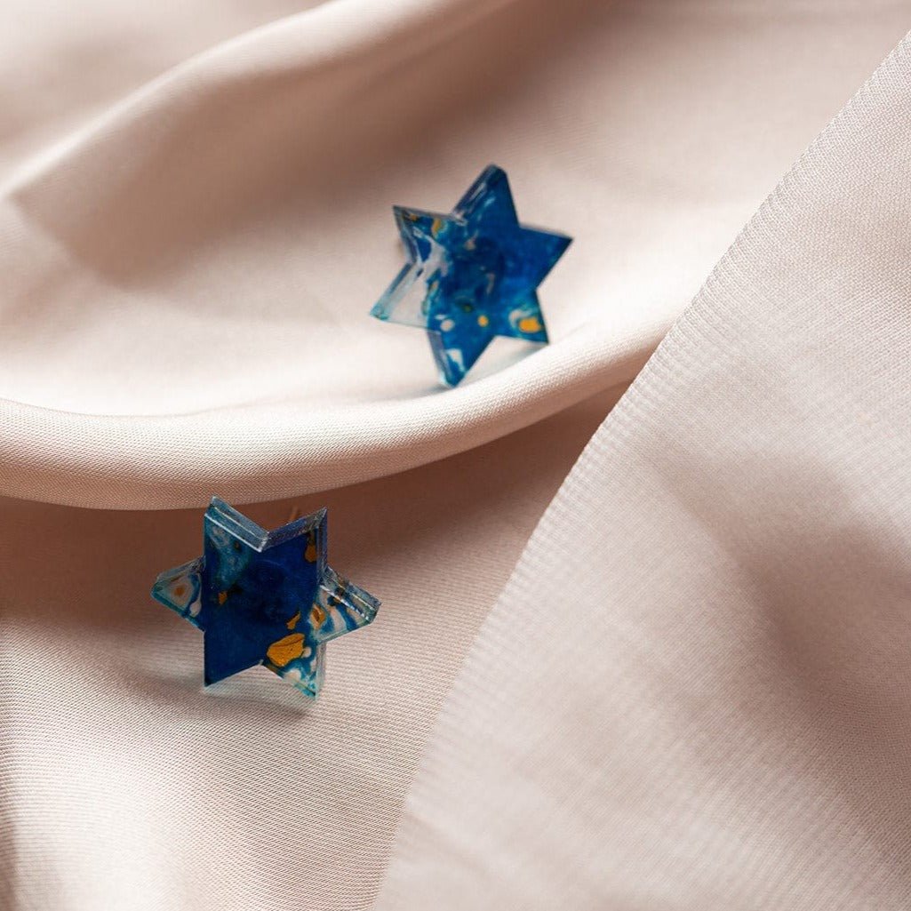 Ariel Tidhar - Blue Marble Retro Magen Studs Earrings - ModernTribe