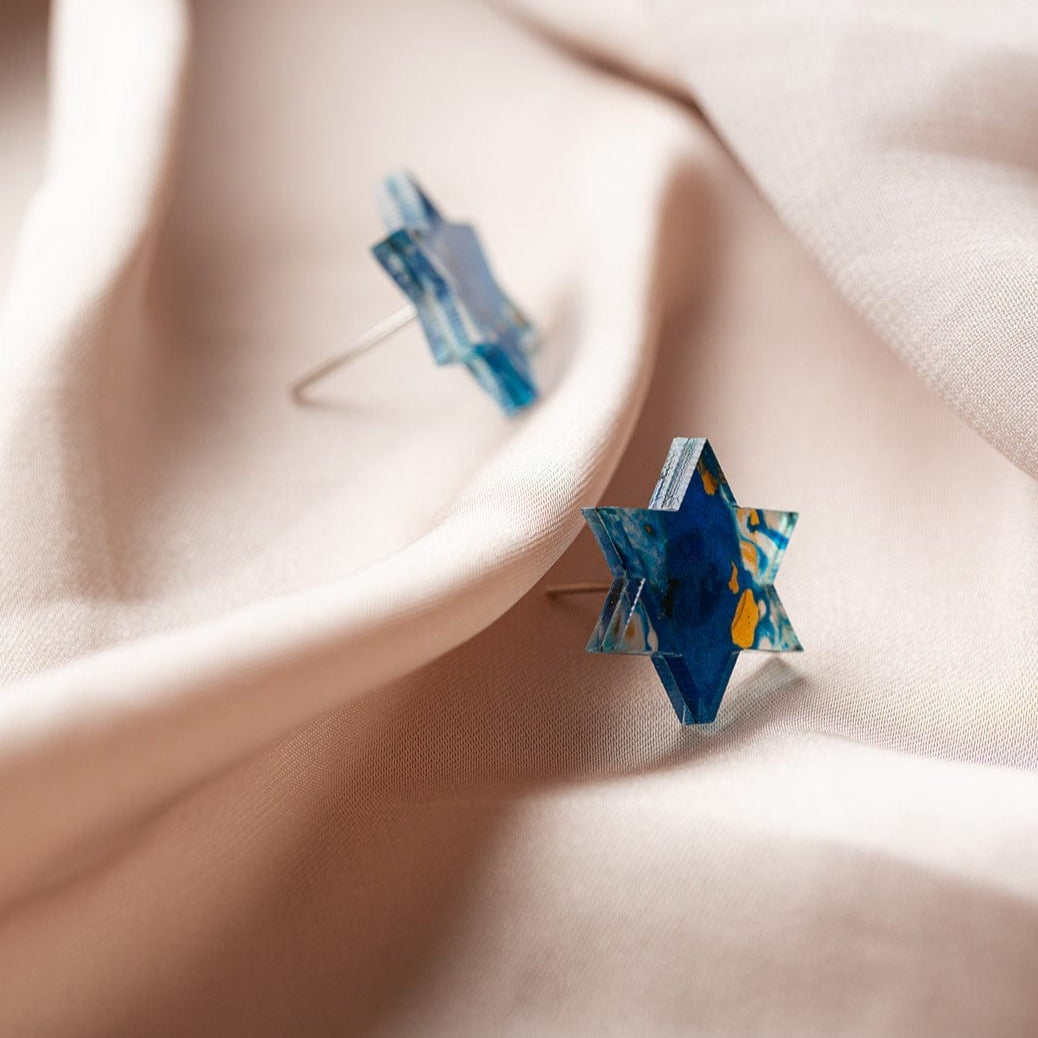 Ariel Tidhar Earrings Blue Marble Retro Magen Studs Earrings