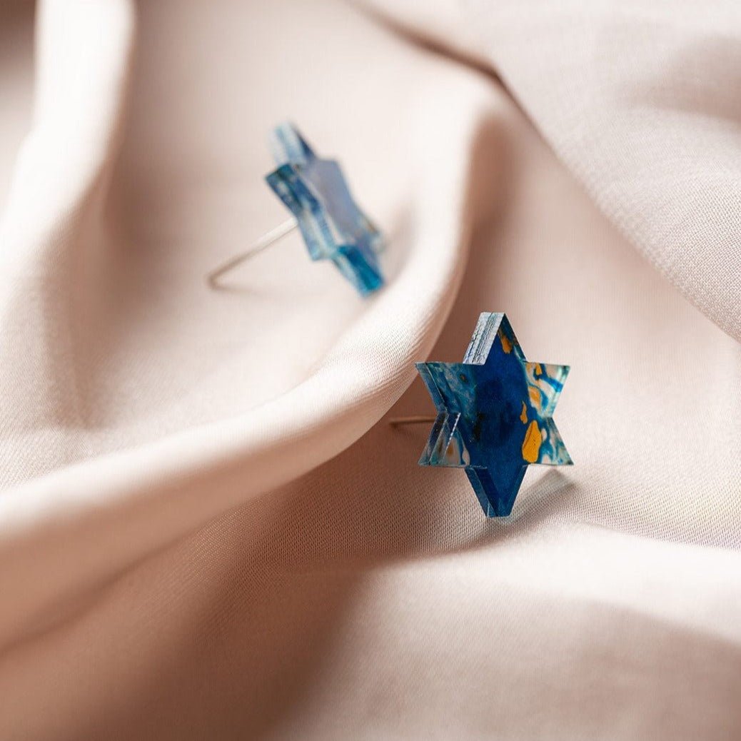 Ariel Tidhar - Blue Marble Retro Magen Studs Earrings - ModernTribe