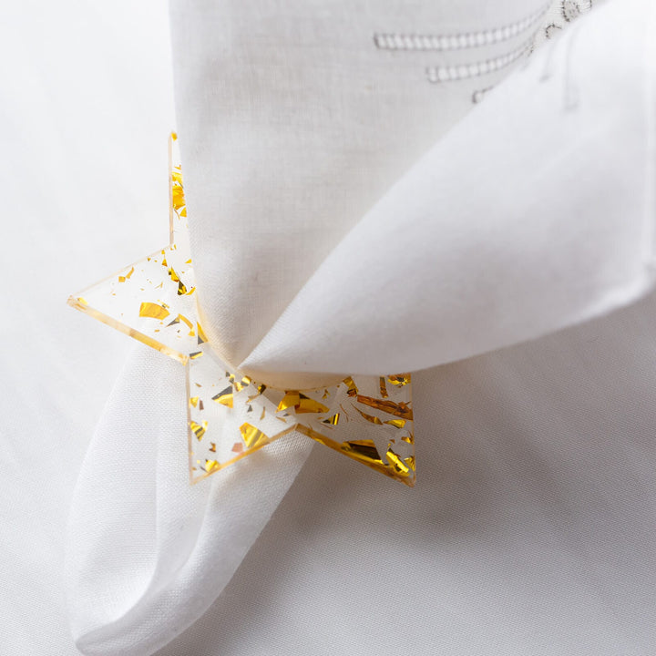 Ariel Tidhar Napkins Magen David Napkin Rings - Gold Fleck