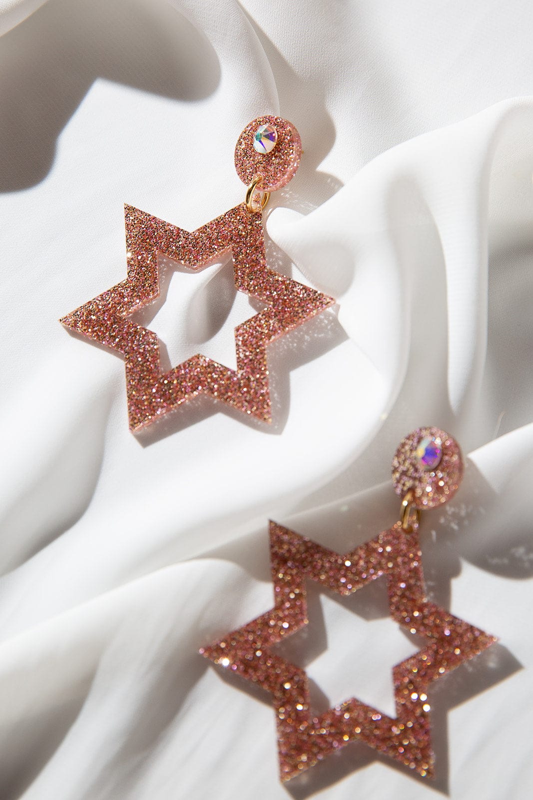 Ariel Tidhar - Ester Magen Statement Earrings - Rose Gold Glitter - ModernTribe