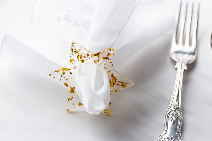 Ariel Tidhar Napkins Magen David Napkin Rings - Gold Fleck