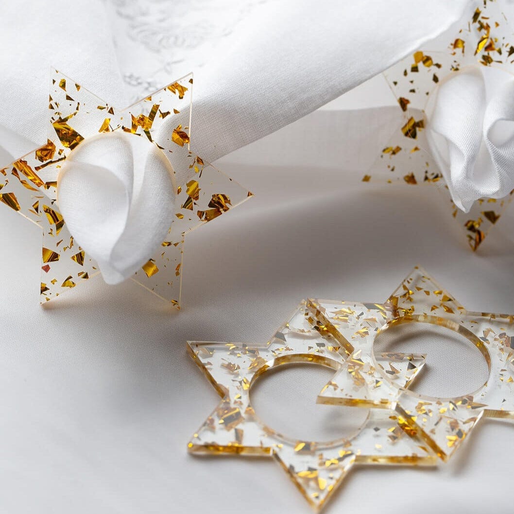 Ariel Tidhar - Magen David Napkin Rings - Gold Fleck - Set of 4 - ModernTribe