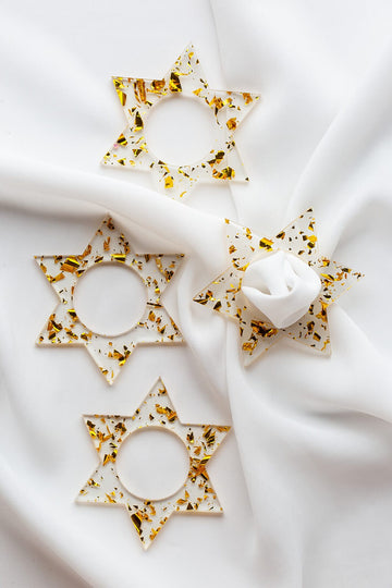 Ariel Tidhar Napkins Magen David Napkin Rings - Gold Fleck