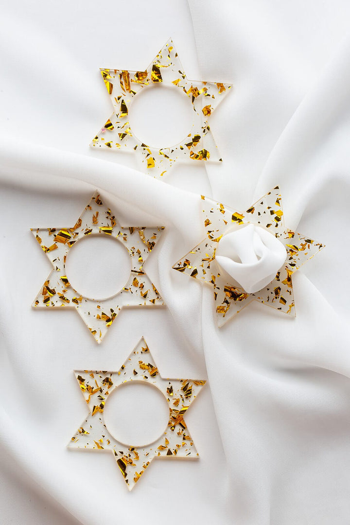 Ariel Tidhar Napkins Magen David Napkin Rings - Gold Fleck