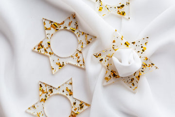 Ariel Tidhar Napkins Magen David Napkin Rings - Gold Fleck