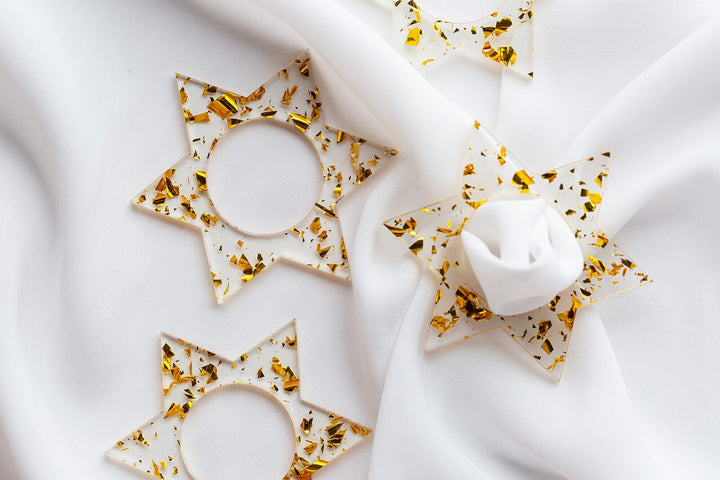 Ariel Tidhar Napkins Magen David Napkin Rings - Gold Fleck