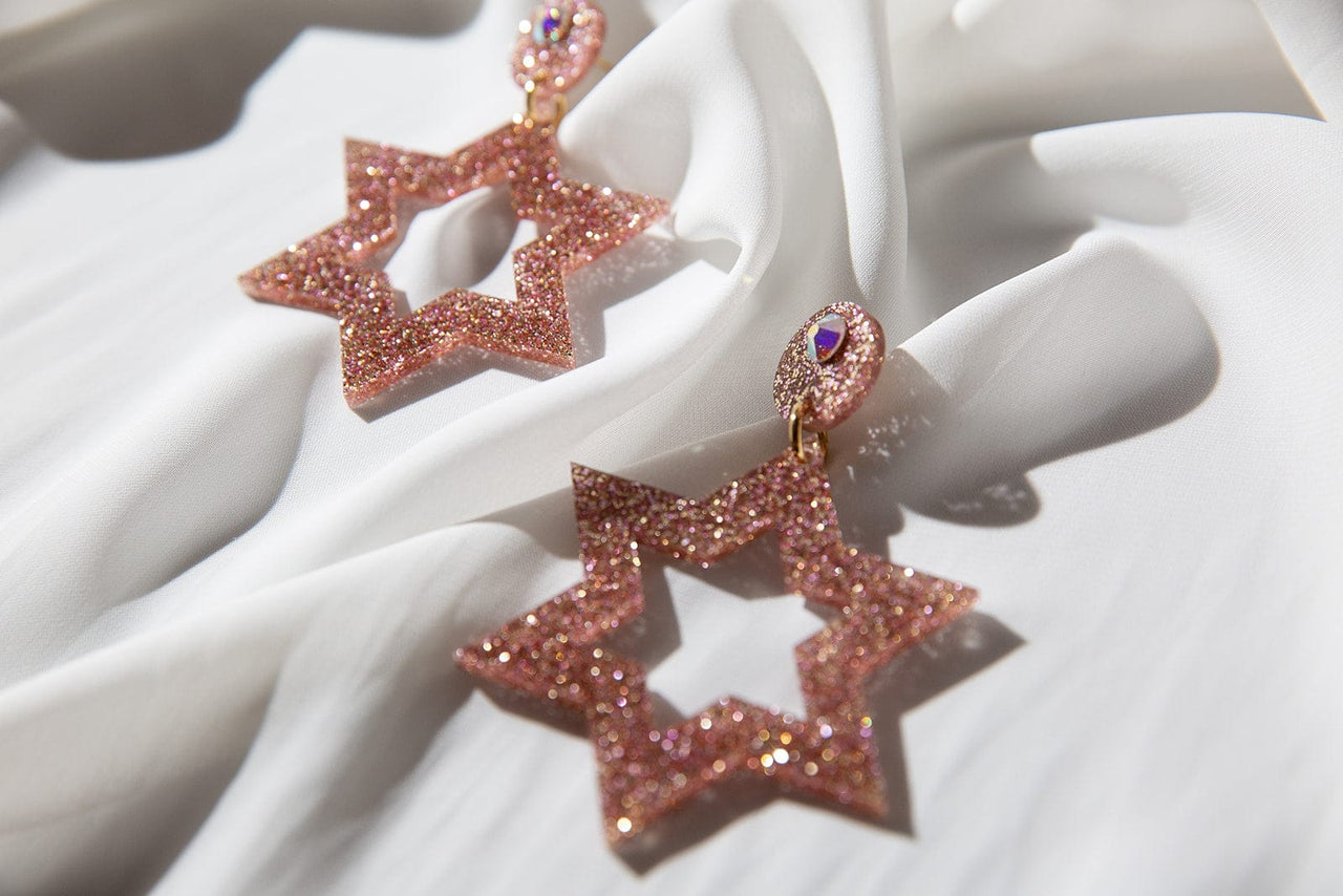 Ariel Tidhar - Ester Magen Statement Earrings - Rose Gold Glitter - ModernTribe