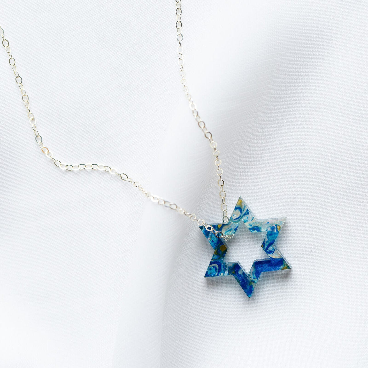 Ariel Tidhar - Petite Floating Magen Necklace - Blue Marble - ModernTribe