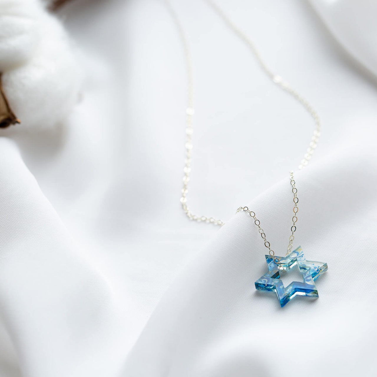 Ariel Tidhar - Petite Floating Magen Necklace - Blue Marble - ModernTribe