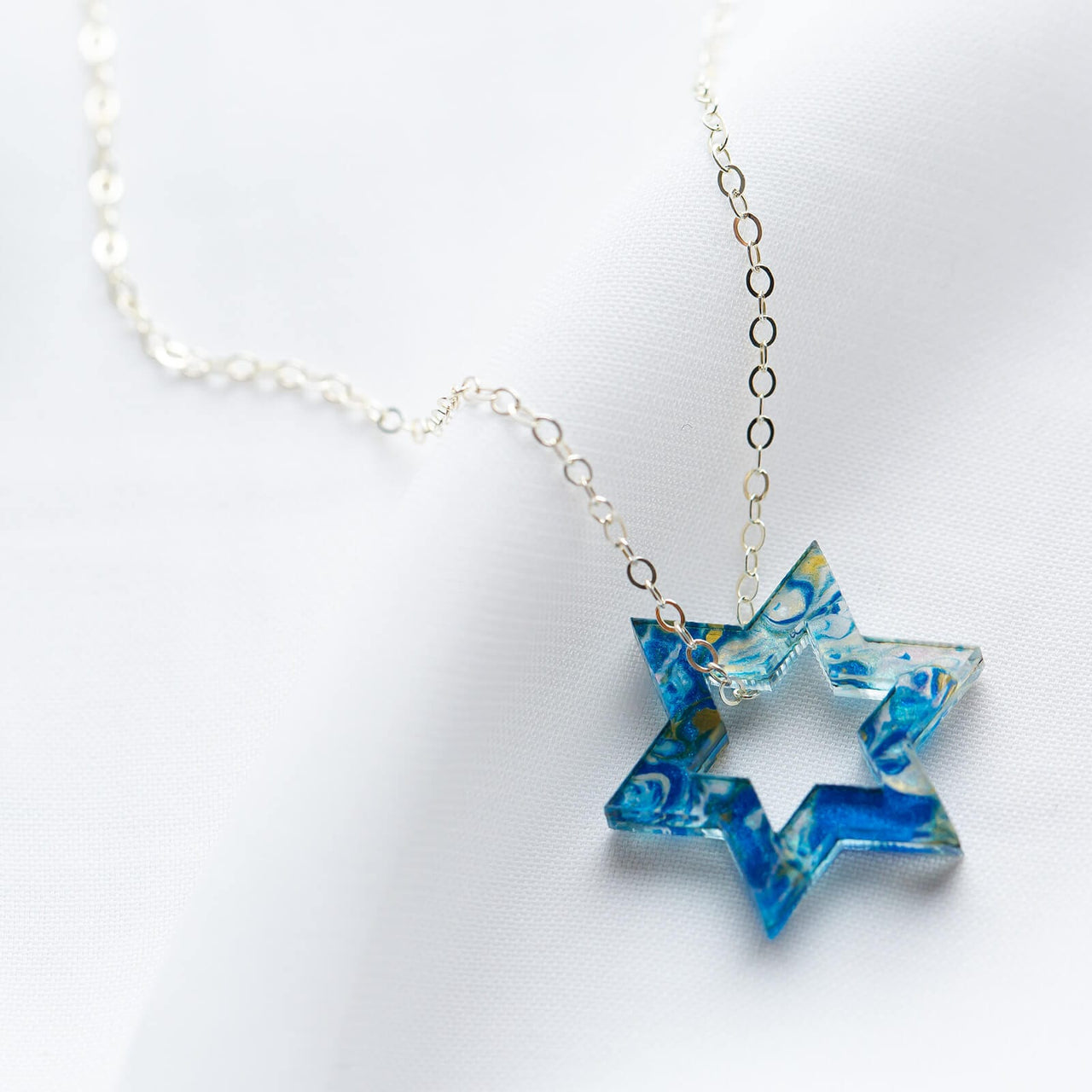 Ariel Tidhar - Petite Floating Magen Necklace - Blue Marble - ModernTribe