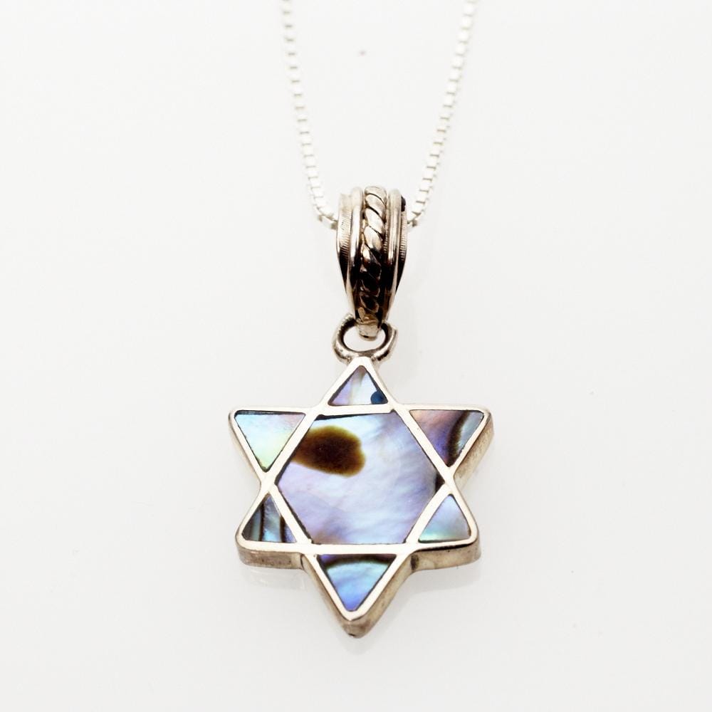 Copa Judaica Necklaces Sterling Silver Abalone and Sterling Silver Mini Star of David Necklace