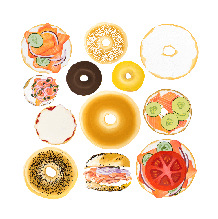 Drawn Goods Art All Bagels Welcome Print
