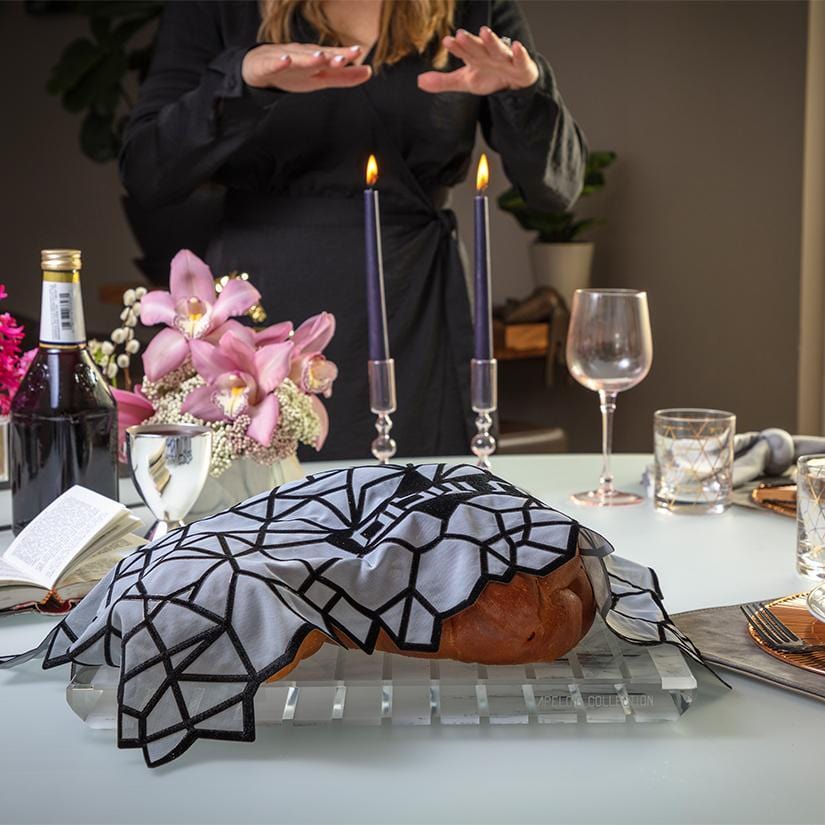 Apeloig Collection - Geometric Challah Cover - Black - ModernTribe