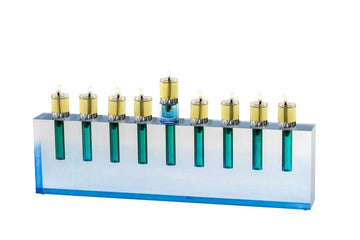 Apeloig Collection Menorah Blue / No Oil Cups Acrylic Oil Menorah - (Choice of Colors)