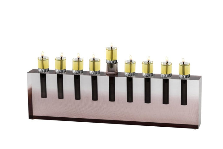 Apeloig Collection Menorah Smoke / No Oil Cups Acrylic Oil Menorah - (Choice of Colors)
