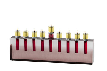 Apeloig Collection Menorah Burgundy / No Oil Cups Acrylic Oil Menorah - (Choice of Colors)