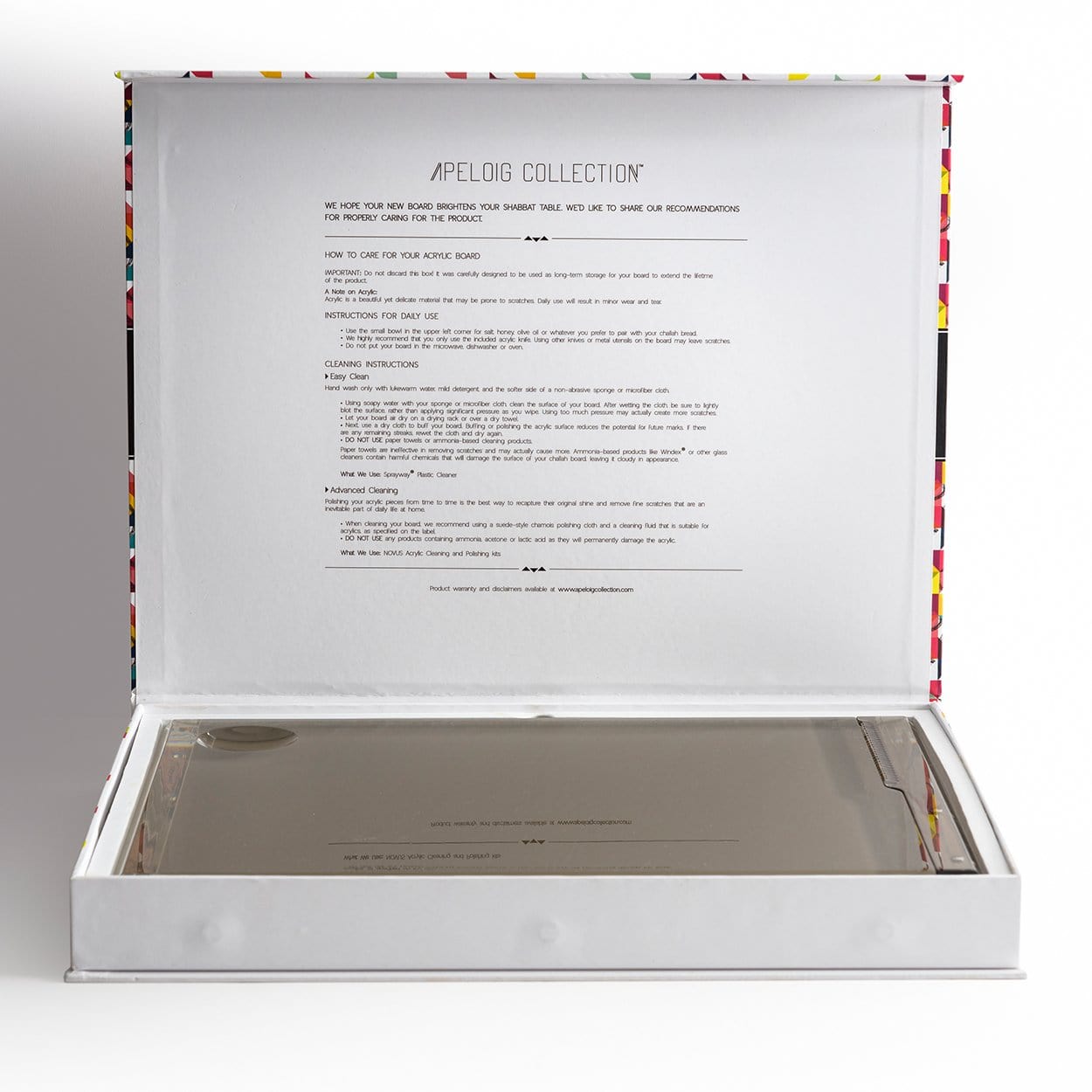 Apeloig Collection - Solid Acrylic Challah Board and Knife - ModernTribe