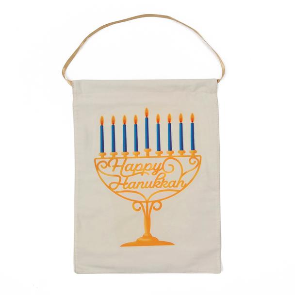 Barbara Shaw - Hanukkah Menorah Wall Hanger with Satin Ribbon by Barbara Shaw - ModernTribe