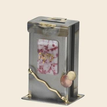 Gary Rosenthal - Medium Glass Pink Ribbon Tzedakah Box by Gary Rosenthal - ModernTribe