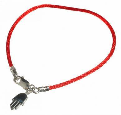 Alef Bet - Red Cord Bendel Bracelet with Gold or Silver Hamsa - ModernTribe