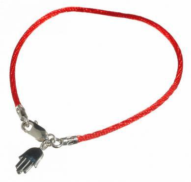 Alef Bet Bracelets Silver Red Cord Bendel Bracelet with Gold or Silver Hamsa