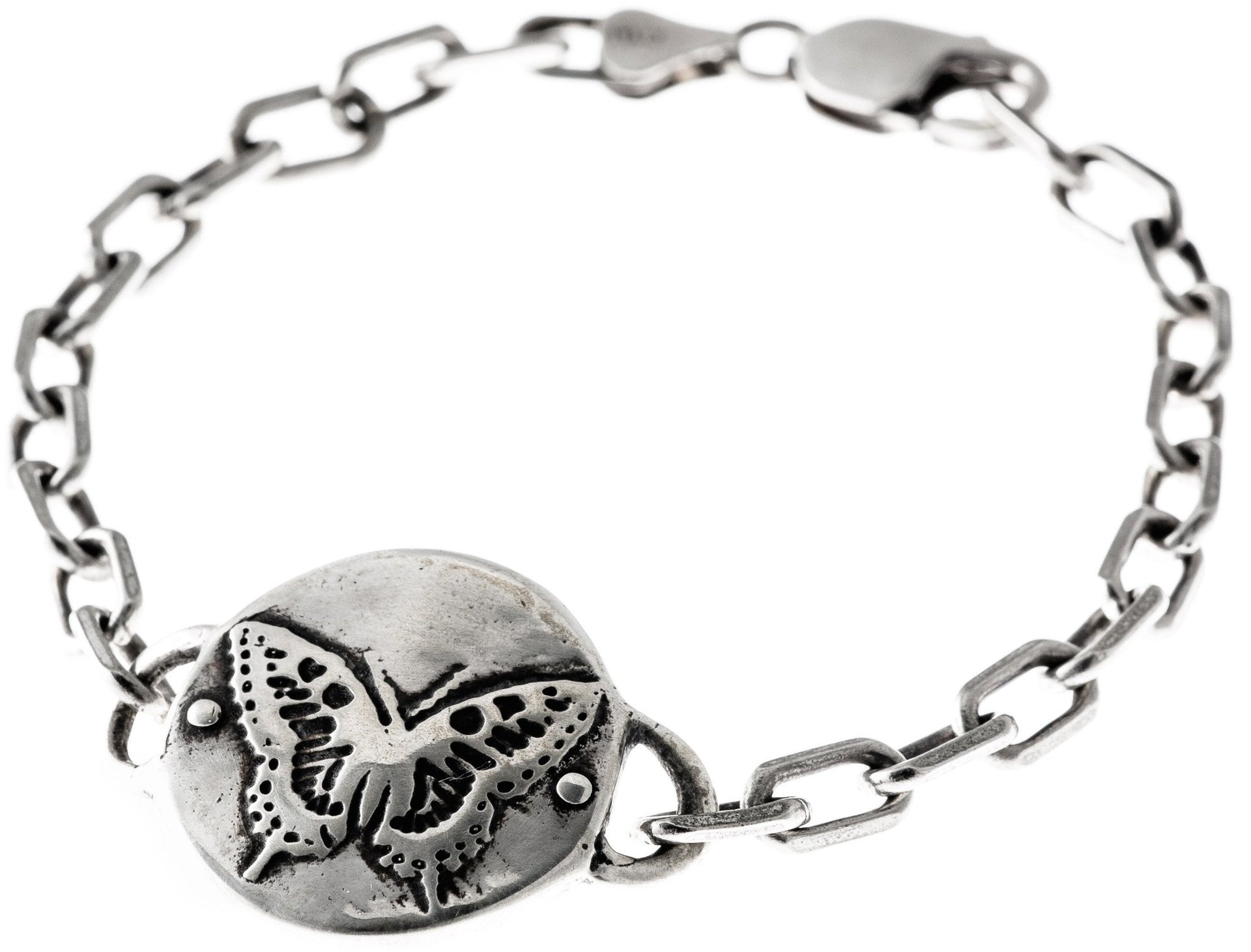Marla Studio Bracelets Default Sterling Silver Butterfly Medallion Heavy Link Bracelet