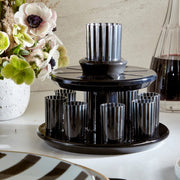 Apeloig Collection Kiddush Cups Acrylic Kiddush Wine Fountain Set - Smoke/White