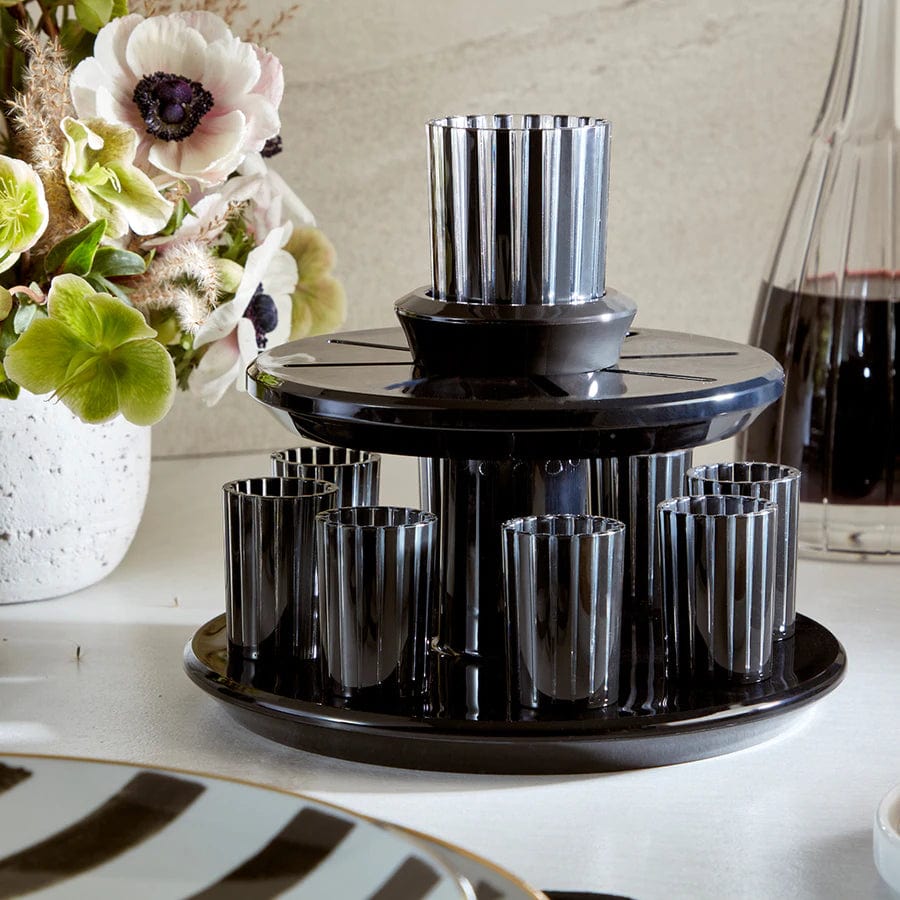 Apeloig Collection Kiddush Cups Acrylic Kiddush Wine Fountain Set - Smoke/White