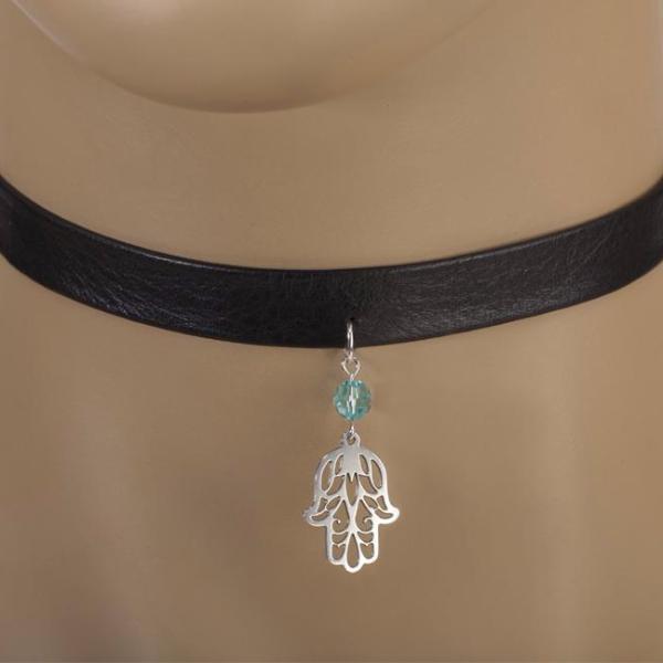 Shira Jewelry Necklaces Silver Spring Hamsa Choker