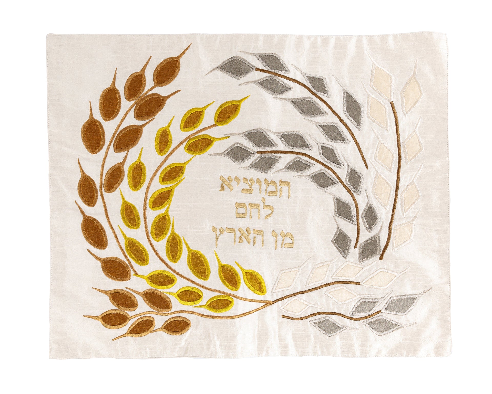 Yair Emanuel Challah Accessory Default Gold Wheat Raw Silk Appliquéd Challah Cover by Yair Emanuel