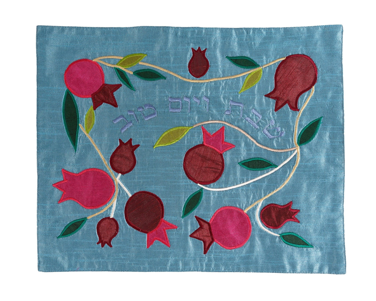Yair Emanuel - Pomegranate Raw Silk Challah Cover by Yair Emanuel - Blue - ModernTribe