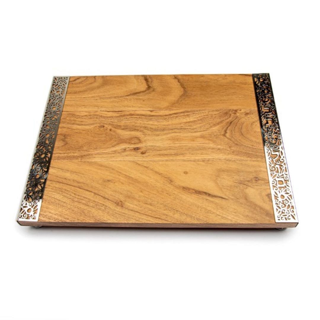 Yair Emanuel - Wood and Metal Shabbat Shalom Challah Board by Yair Emanuel - ModernTribe