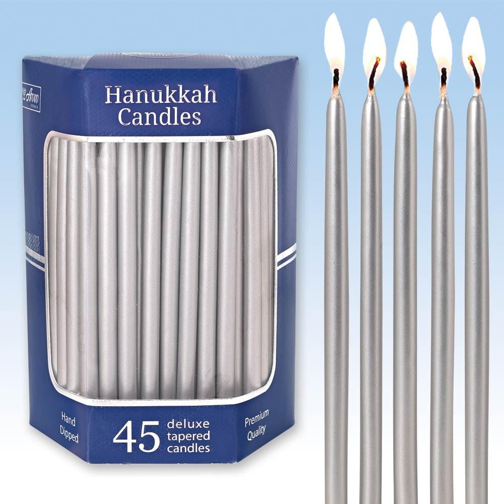 Aviv Judaica - Deluxe Premium Tapered Silver Hanukkah Candles - ModernTribe