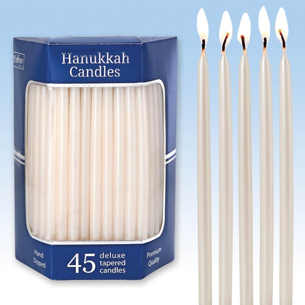 Zion Judaica - Deluxe Premium Tapered Pearl Hanukkah Candles - ModernTribe