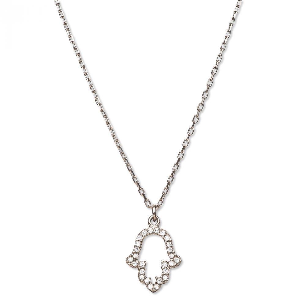 Alef Bet Necklaces Silver Sparkle Hamsa Necklace