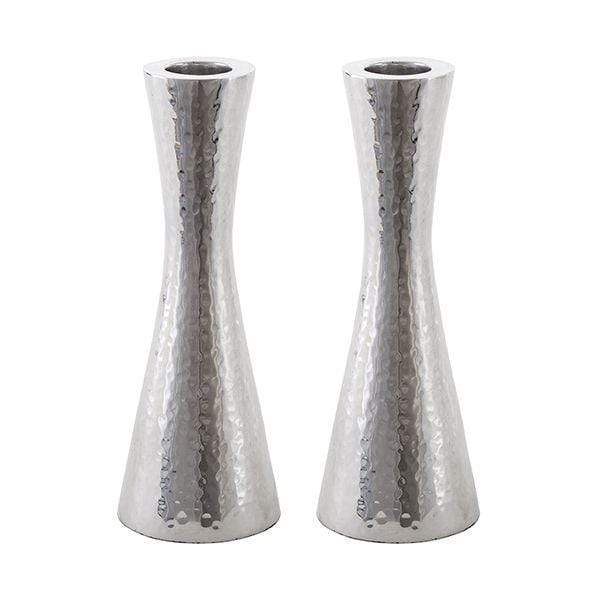 Yair Emanuel Candlesticks Silver Nickel Hammered Candlesticks by Yair Emanuel