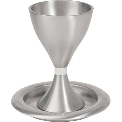 Yair Emanuel Kiddush Cup Default Modern Aluminum Kiddush Cup and Dish by Yair Emanuel - Silver