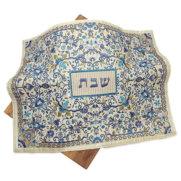 Yair Emanuel - Floral Challah Cover by Yair Emanuel - Blue - ModernTribe
