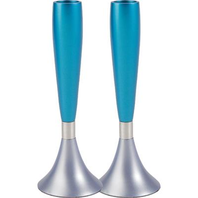 Yair Emanuel Candlesticks Medium Aluminum Candlesticks by Yair Emanuel - Turquoise and Light Blue
