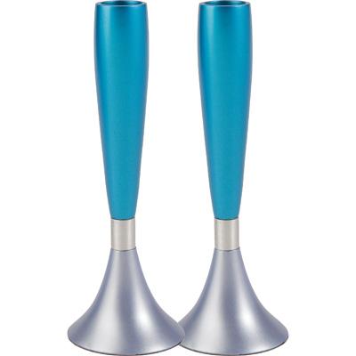 Yair Emanuel - Medium Aluminum Candlesticks by Yair Emanuel - Turquoise and Light Blue - ModernTribe