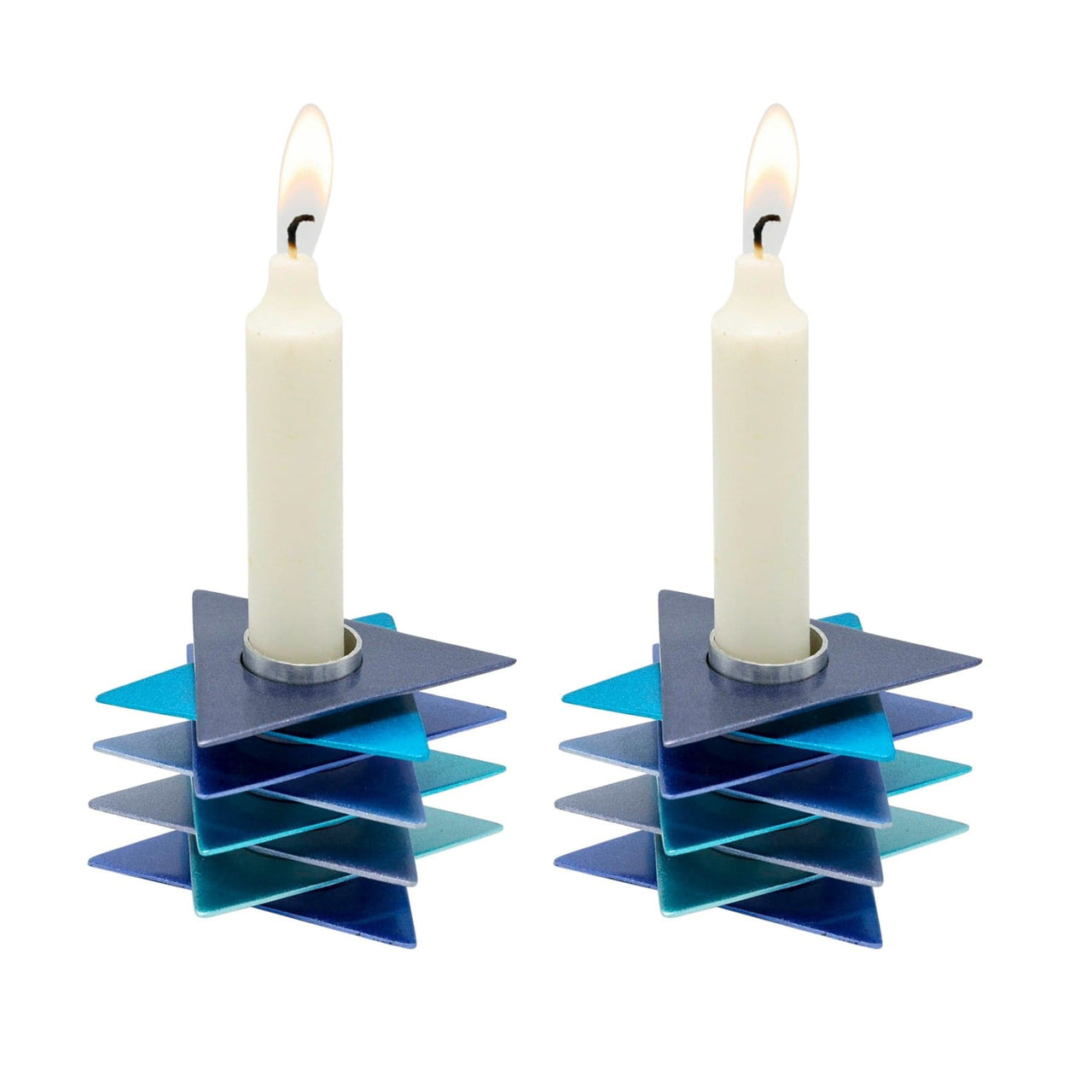 Yair Emanuel - Geometric Star of David Shabbat Candlesticks by Yair Emanuel - Blue - ModernTribe