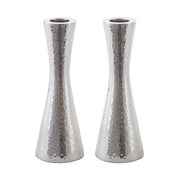 Yair Emanuel Candlesticks Medium Silver Nickel Hammered Candlesticks by Yair Emanuel