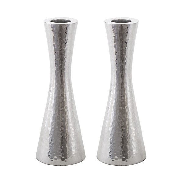 Yair Emanuel - Medium Silver Nickel Hammered Shabbat Candlesticks by Yair Emanuel - ModernTribe