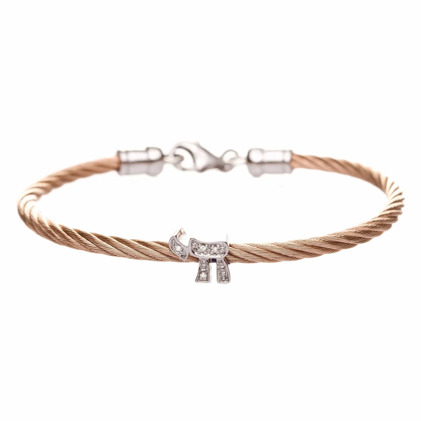 Alef Bet - Chai Diamond Stacking Cable Bracelets - Rose Gold, Gold, Silver or Black - ModernTribe