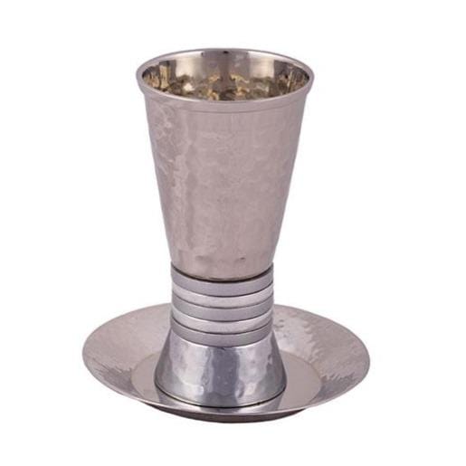 Yair Emanuel - Wide Rings Kiddush Cup and Dish by Yair Emanuel - Silver - ModernTribe