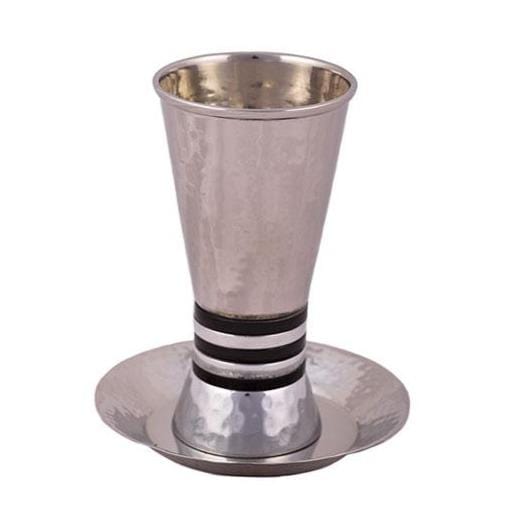 Yair Emanuel - Wide Rings Kiddush Cup and Dish by Yair Emanuel - Black - ModernTribe